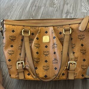 MCM Tan Leather Tote Bag